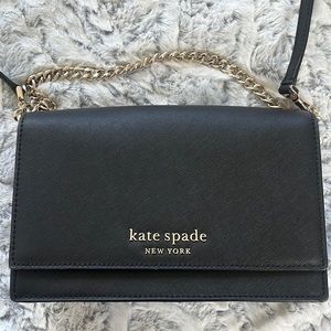 Kate Spade black crossbody with gold chain